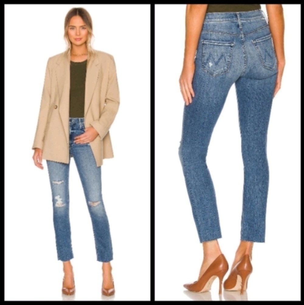 Mother the mid rise dazzler ankle fray in weekender warrior sz 27